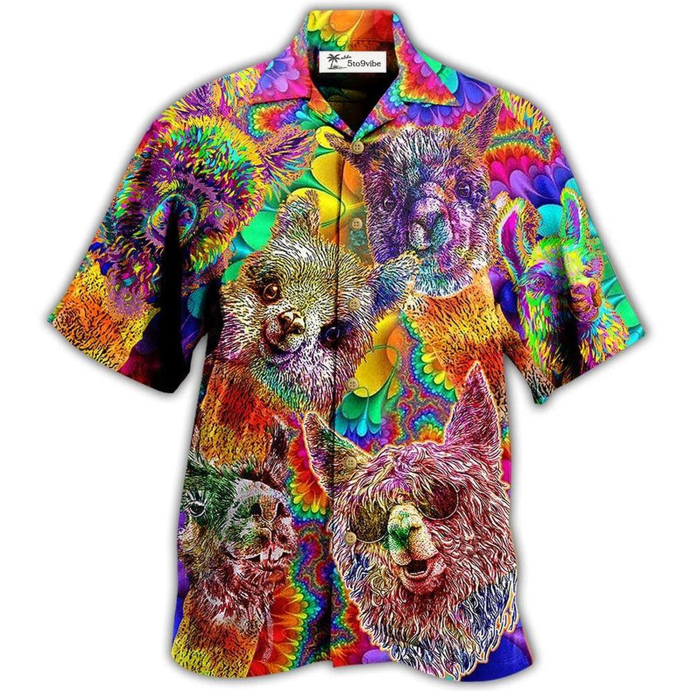 Hawaiian Shirt / Adults / S Lama Happiness Smile Mix Color - Hawaiian Shirt 