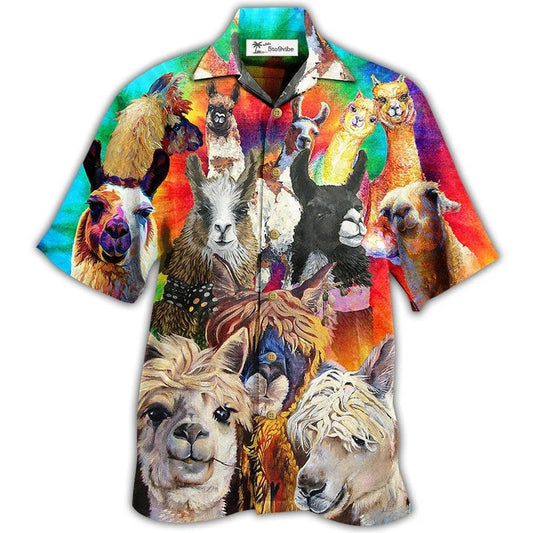 Hawaiian Shirt / Adults / S Lama Smile Happy Life - Hawaiian Shirt 