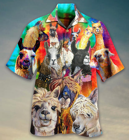 Lama Smile Happy Life - Hawaiian Shirt 