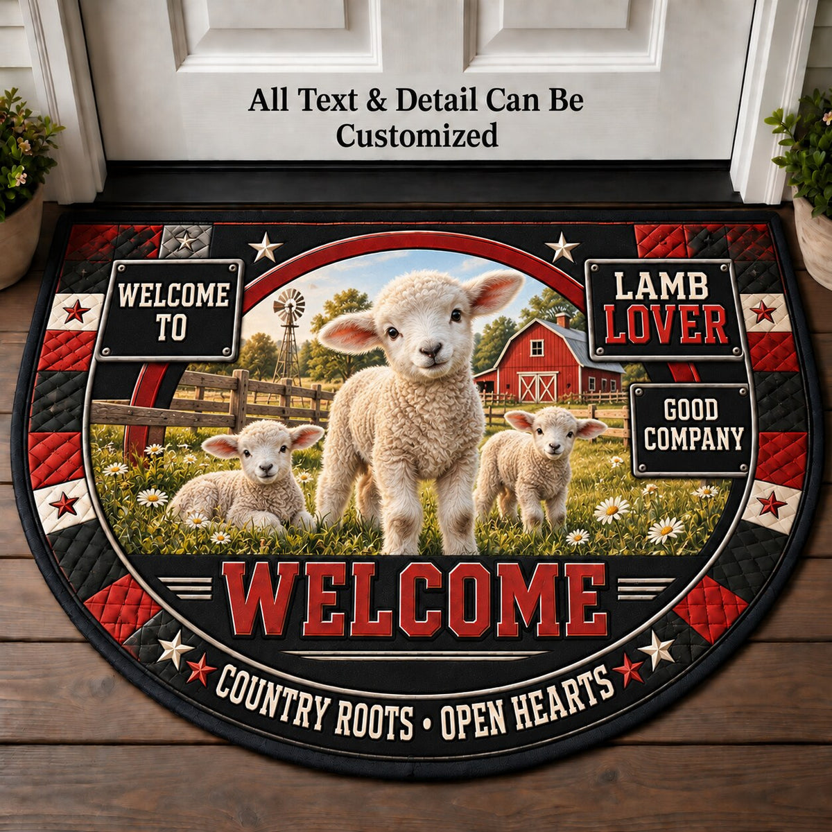 Lamb Lover Personalized Half Round Mat | 5To9Vibe