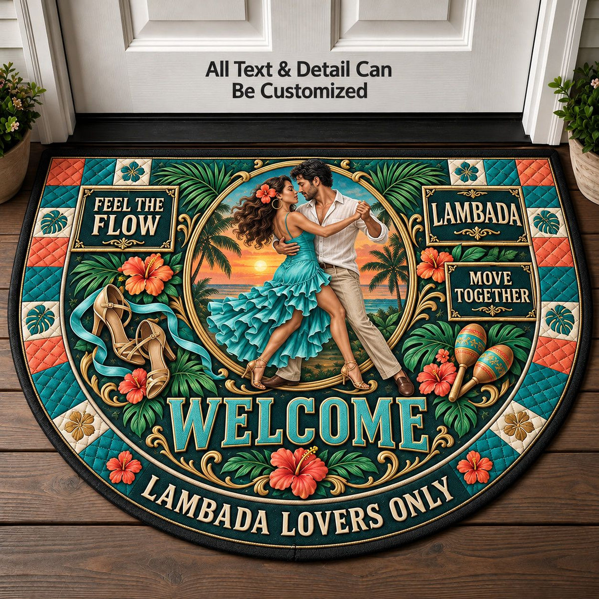 Lambada Personalized Half Round Mat | 5To9Vibe