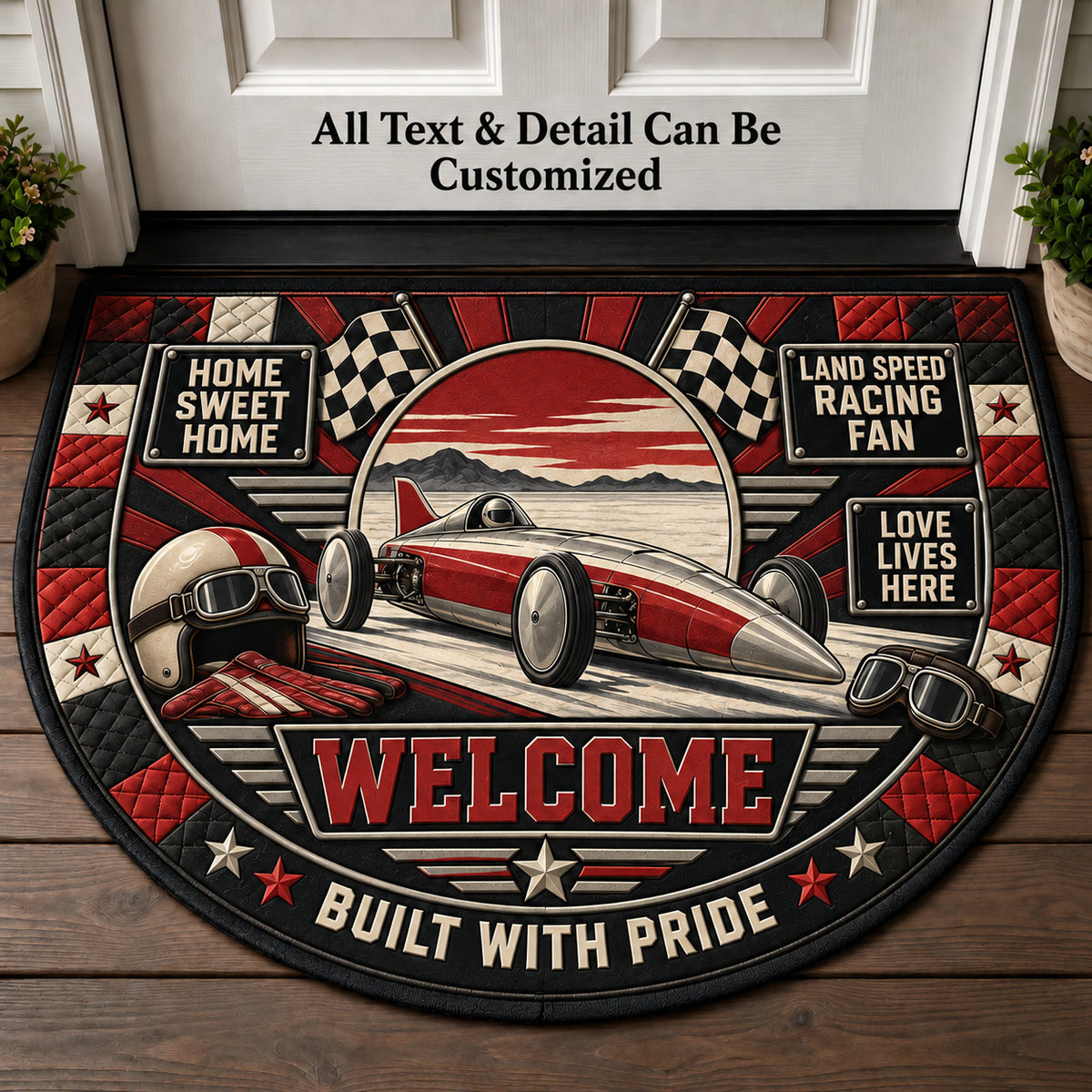 Land Speed Racing Fan Personalized Half Round Mat | 5To9Vibe