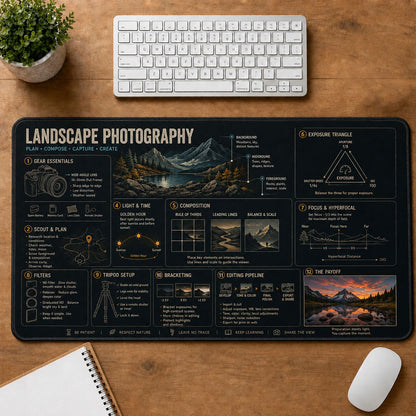 Landscape Photography Creative Reference Guide Desk Mat | 5To9Vibe