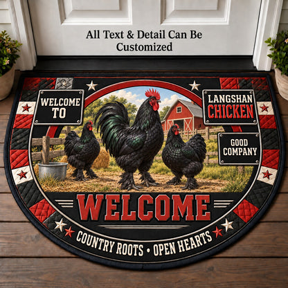Langshan Chicken Personalized Half Round Mat | 5To9Vibe