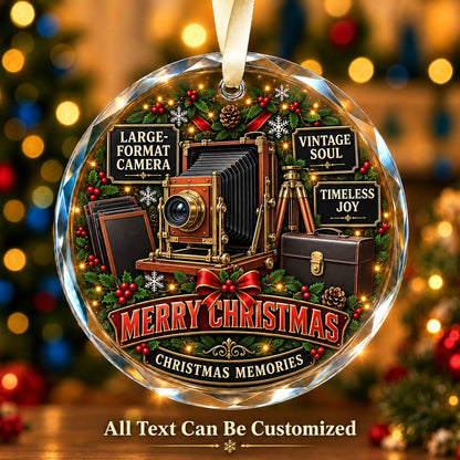 Large-Format Camera Personalized Glass Ornament | 5To9Vibe