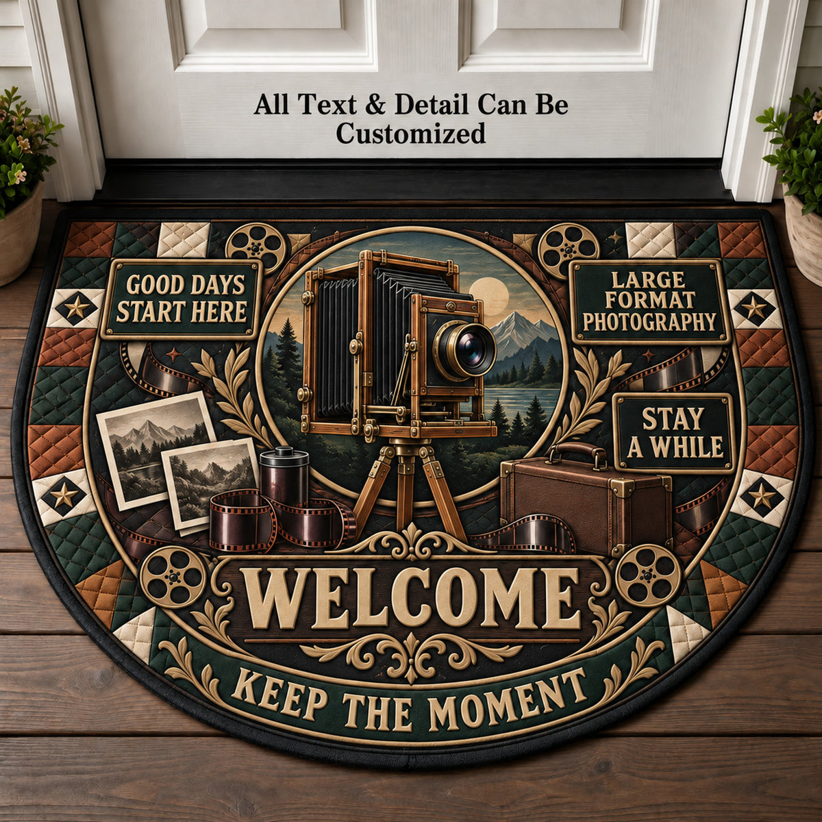 Large Format Photography Personalized Half Round Mat | 5To9Vibe
