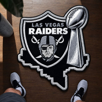 All Football Teams Logo Trophy City Map Football Fan Custom Shape Rug Print Premium Welcome Mat Washable Black Border Personalized Football Custom Shape Rug