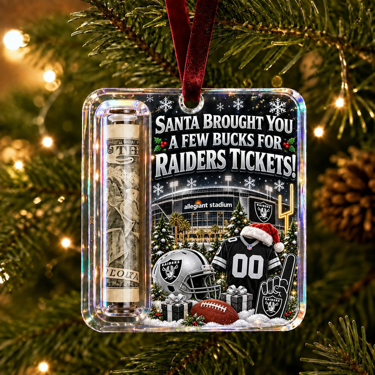 All Football Teams Football Stadium Christmas Money Holder Glass Ornament - 5to9vibe