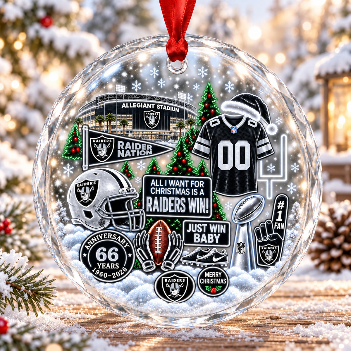 All Football Teams Christmas Stadium Snow Vibe Glass Ornament With Gift Box - 5to9vibe