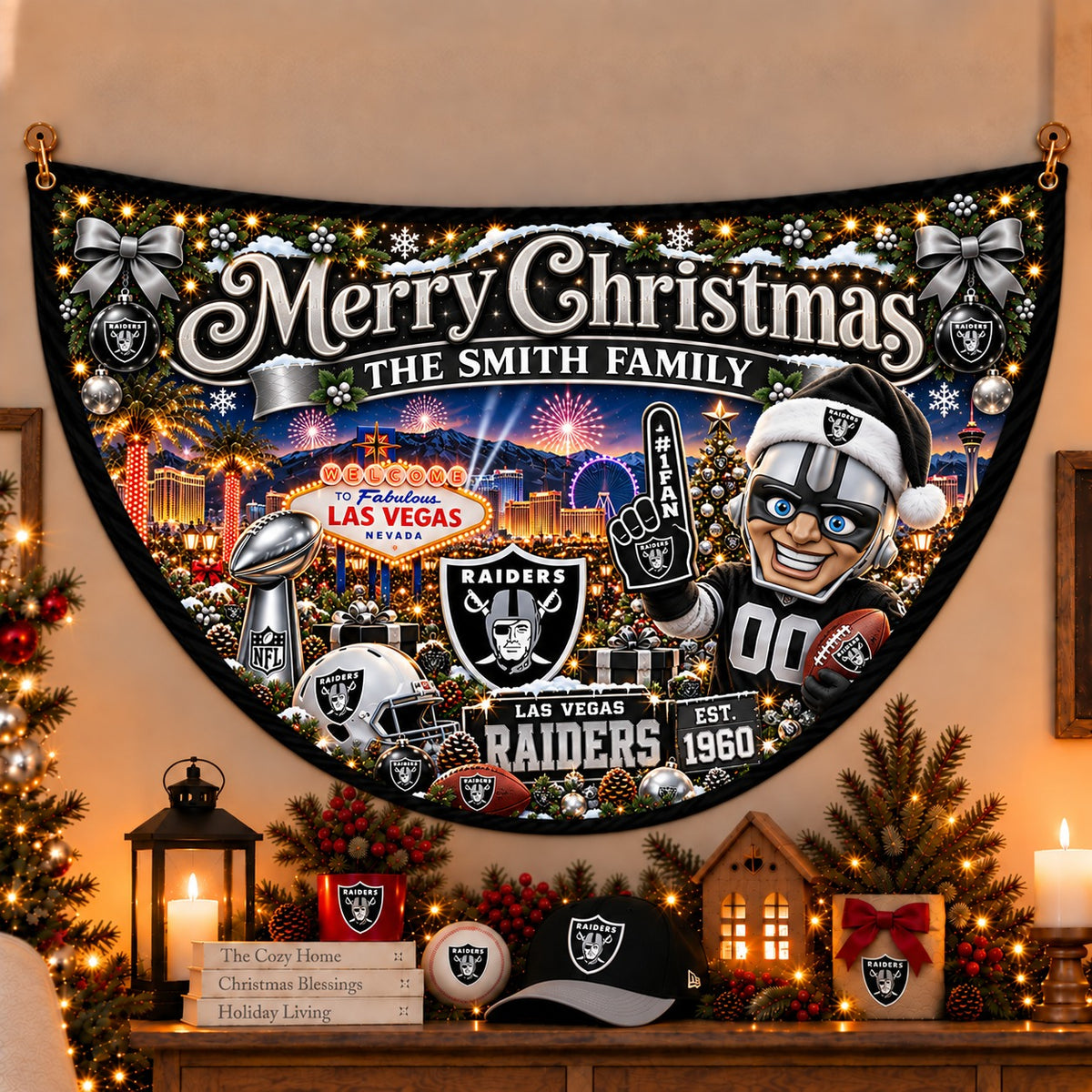 All Football Teams Personalized Christmas Night Bunting Flag - 5to9vibe