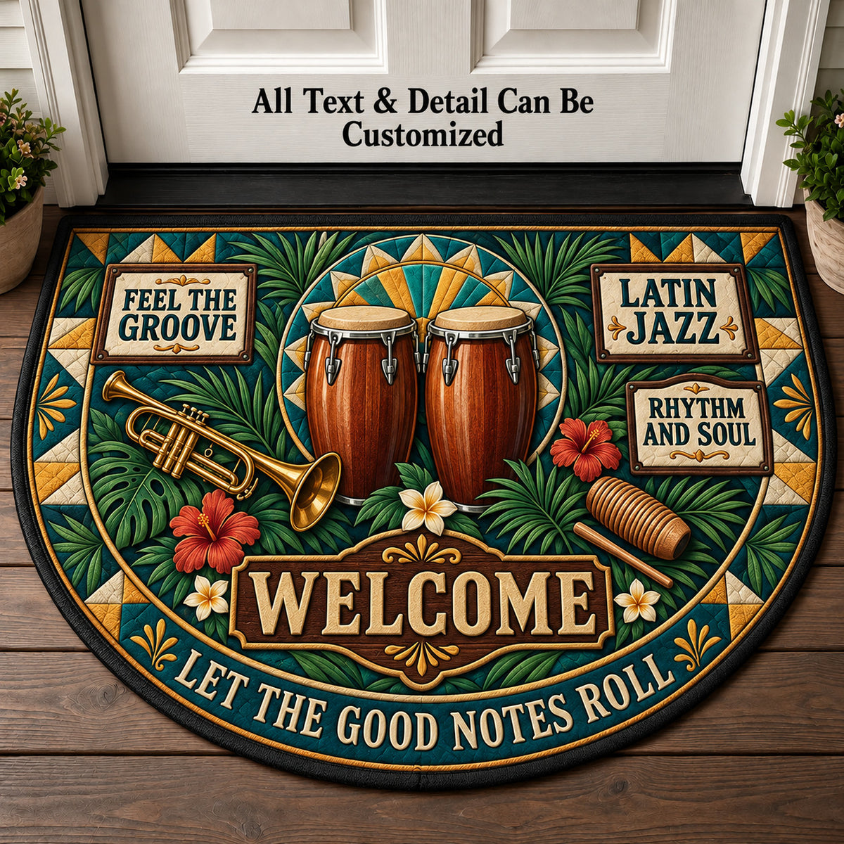 Latin Jazz Personalized Half Round Mat | 5To9Vibe