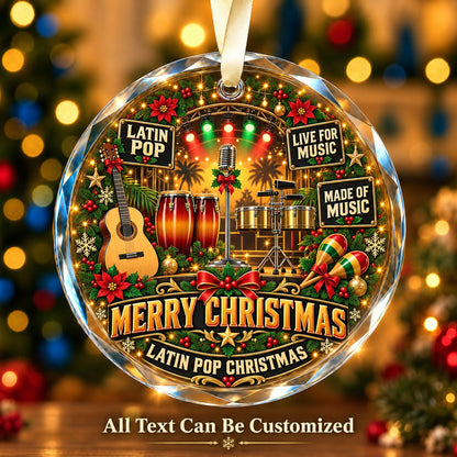 Latin Pop Personalized Glass Ornament | 5To9Vibe