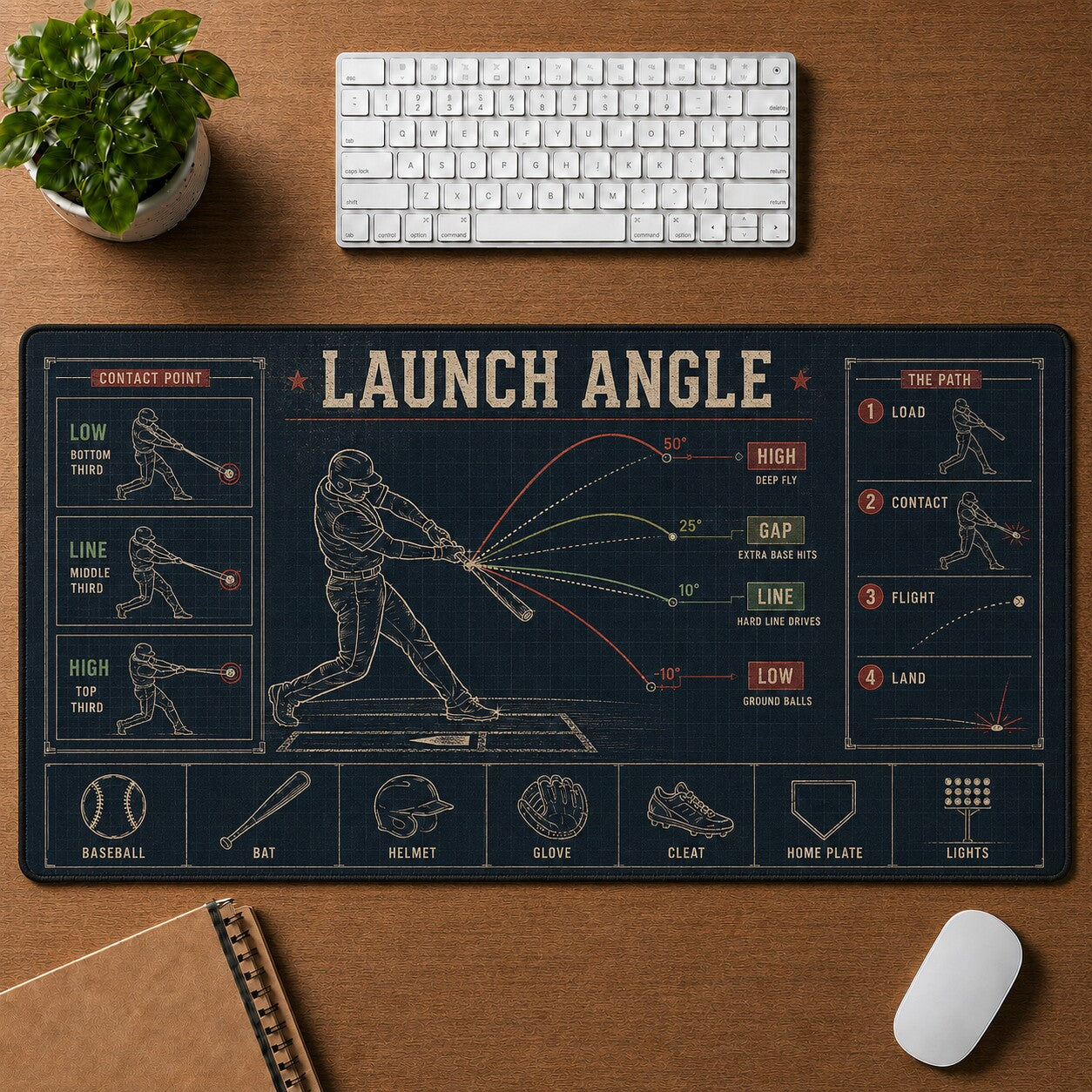 Launch Angle Baseball Blueprint Desk Mat | 5To9Vibe