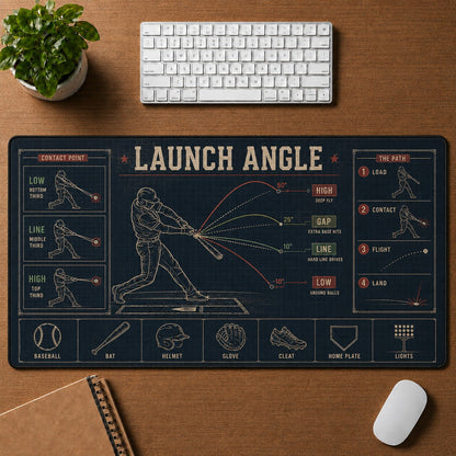 Launch Angle Baseball Blueprint Desk Mat | 5To9Vibe