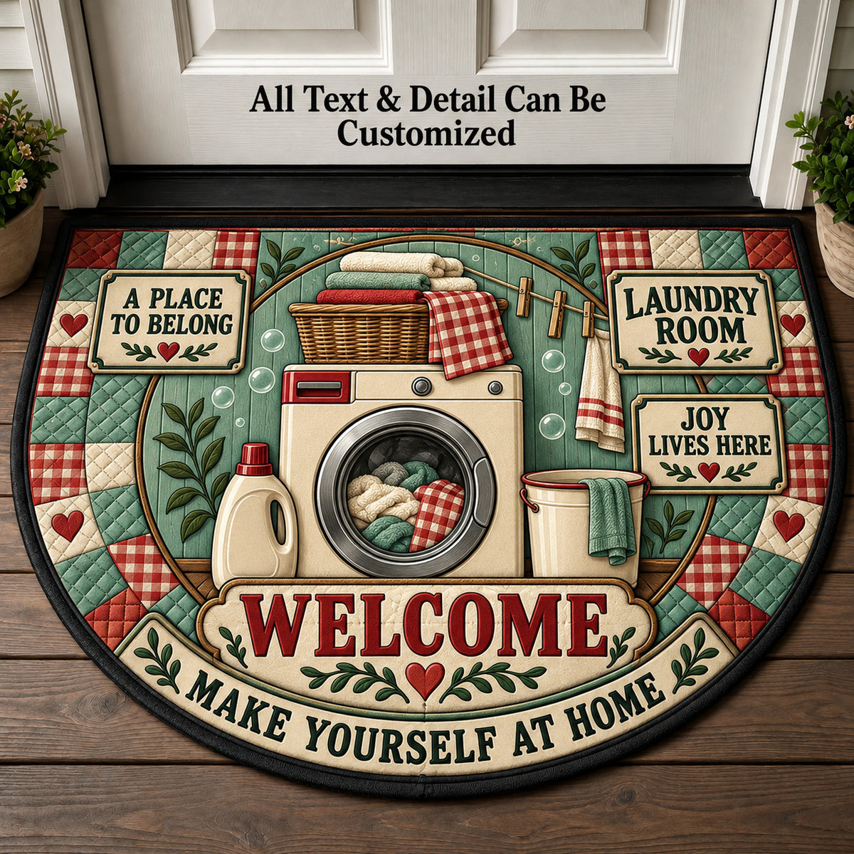 Laundry Room Personalized Half Round Mat | 5To9Vibe