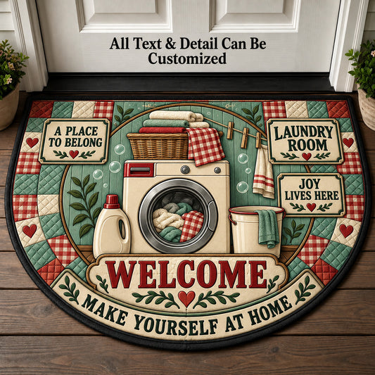 Laundry Room Personalized Half Round Mat | 5To9Vibe