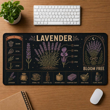 Poppy Hippie Desk Mat Mouse Pad | 5To9Vibe - Lavender style