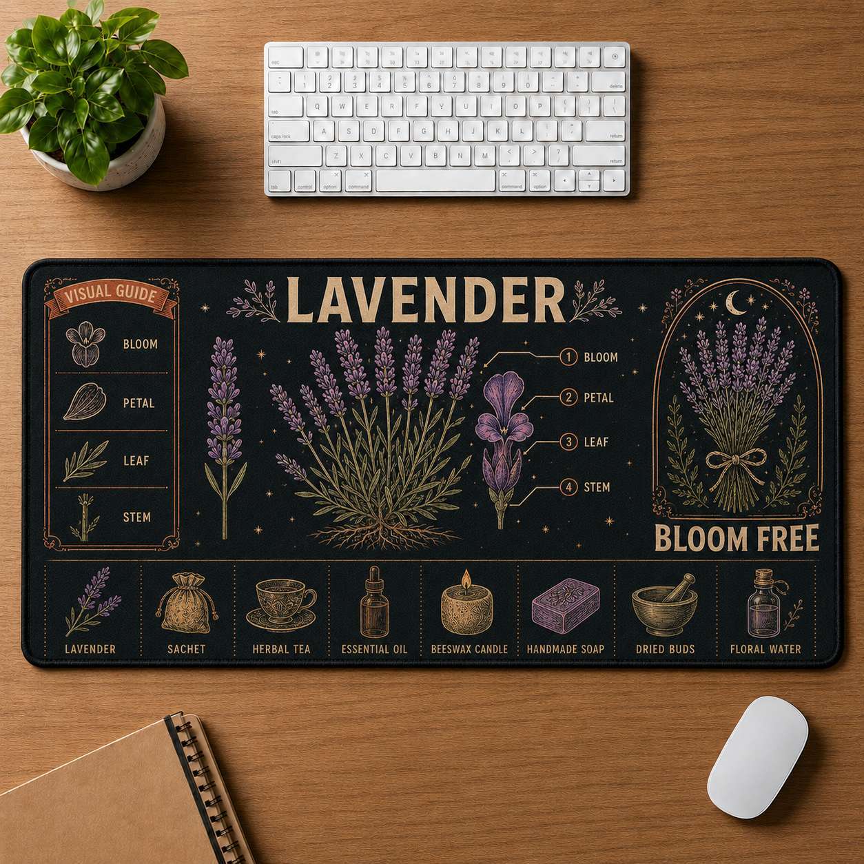 Botanical Garden Hippie Desk Mat Mouse Pad | 5To9Vibe - Lavender style