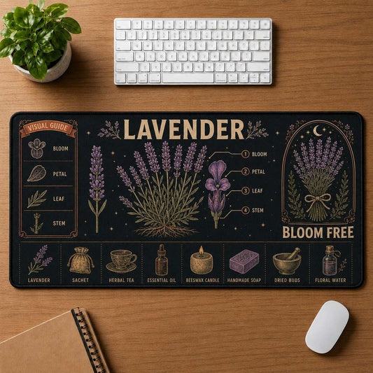 Lavender Hippie Desk Mat Mouse Pad | 5To9Vibe - Lavender style