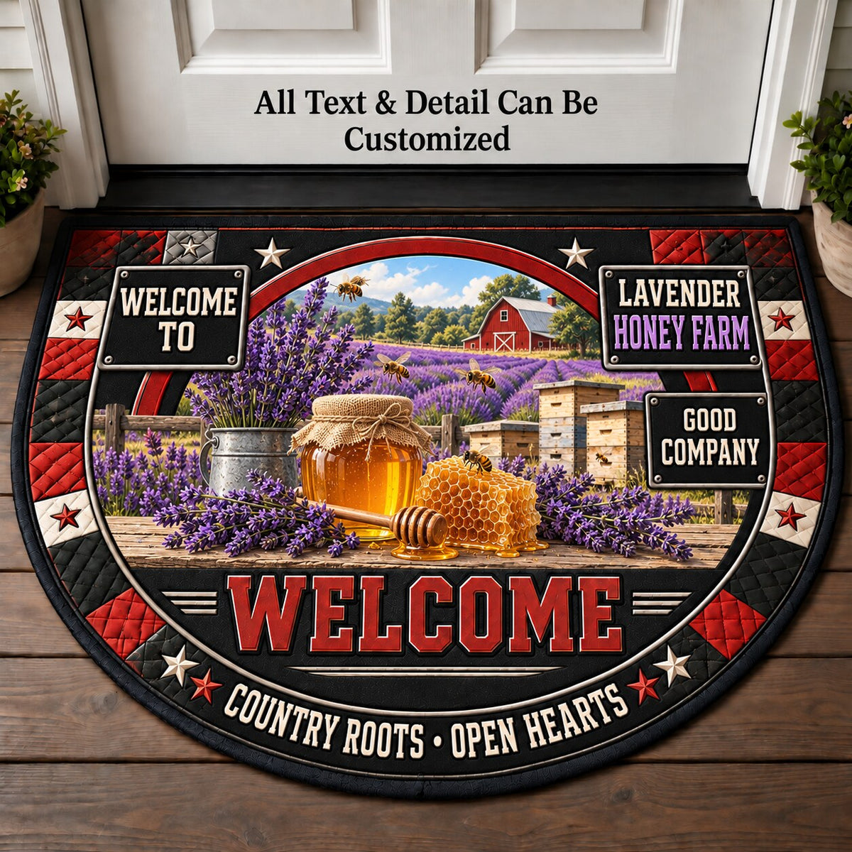 Lavender Honey Farm Personalized Half Round Mat | 5To9Vibe