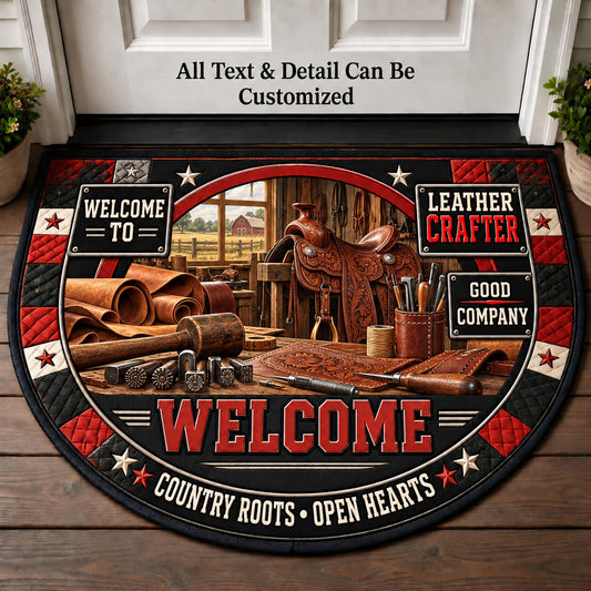 Leather Crafter Personalized Half Round Mat | 5To9Vibe