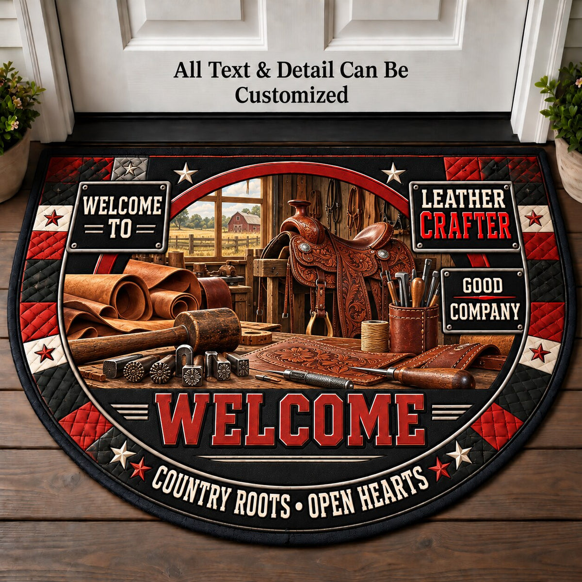 Leather Crafter Personalized Half Round Mat | 5To9Vibe