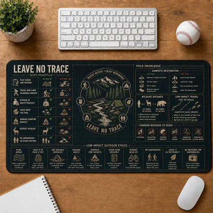 Leave No Trace Outdoor Skills Field Guide Desk Mat | 5To9Vibe