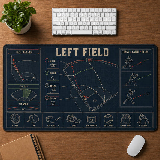 Left Field Baseball Blueprint Desk Mat | 5To9Vibe