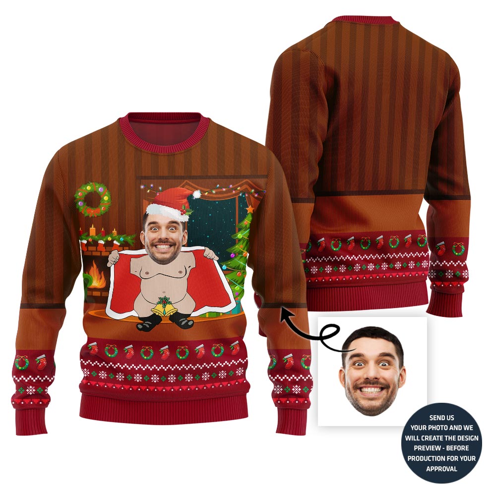 Legendary Custom Face Men Santa Ugly Christmas Sweater