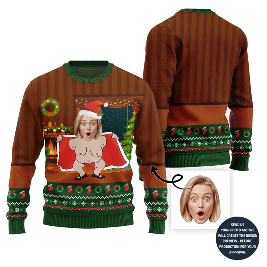 Legendary Custom Face Women Santa Ugly Christmas Sweater