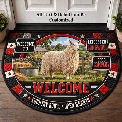 Leicester Longwool Personalized Half Round Mat | 5To9Vibe