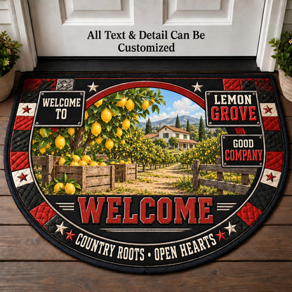 Lemon Grove Personalized Half Round Mat | 5To9Vibe