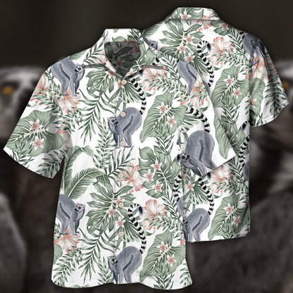 Lemur And Tropical Leaf - Hawaiian Shirt 