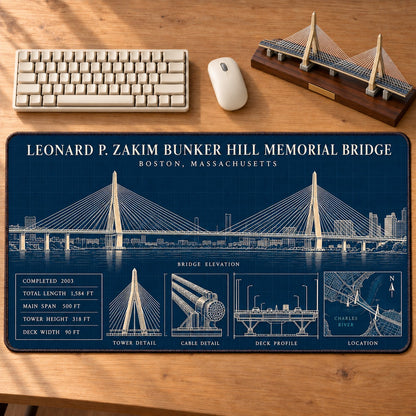 Iconic American Bridges Blueprint Desk Mat Mouse Pad Trending - 5to9vibe