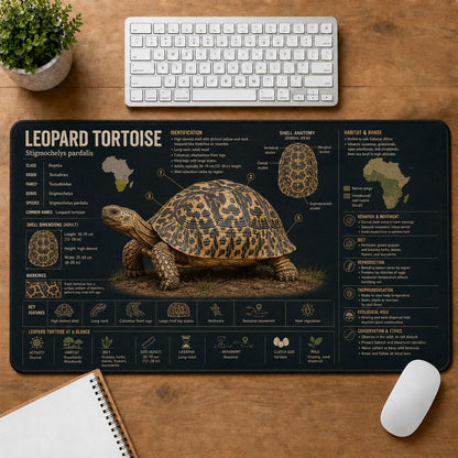 Leopard Tortoise Turtle and Tortoise Species Guide Desk Mat | 5To9Vibe