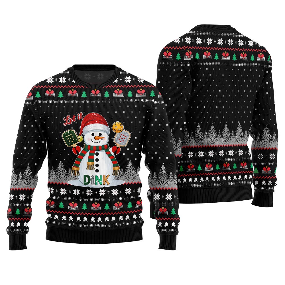 Let It Dink Pickleball Ugly Christmas Sweater