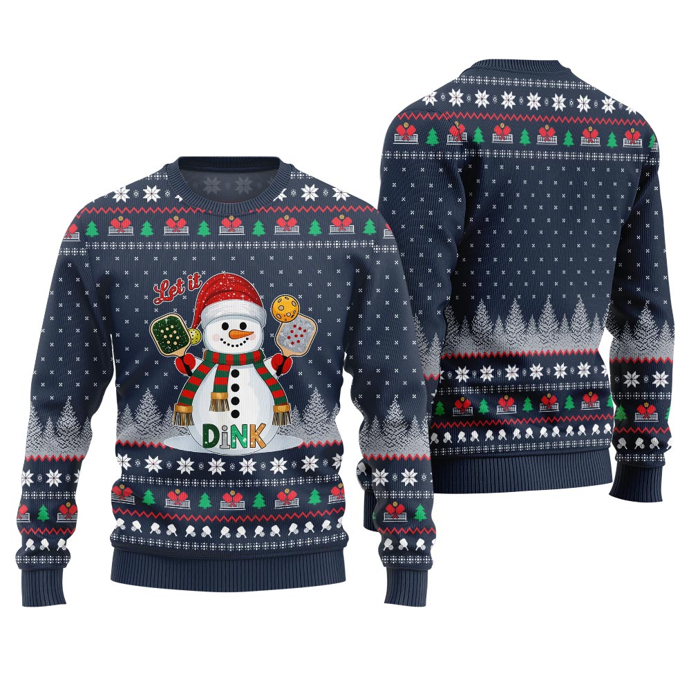 Let It Dink Pickleball Ugly Christmas Sweater