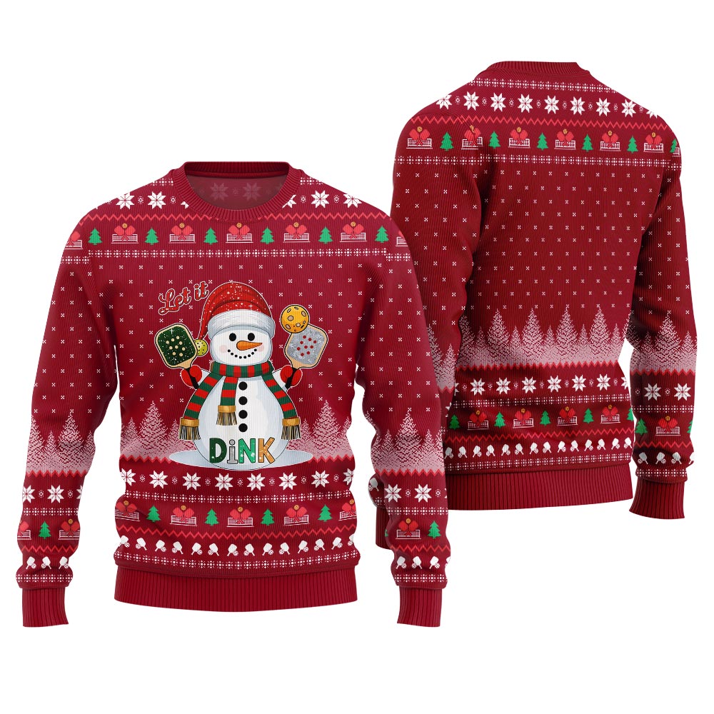Let It Dink Pickleball Ugly Christmas Sweater