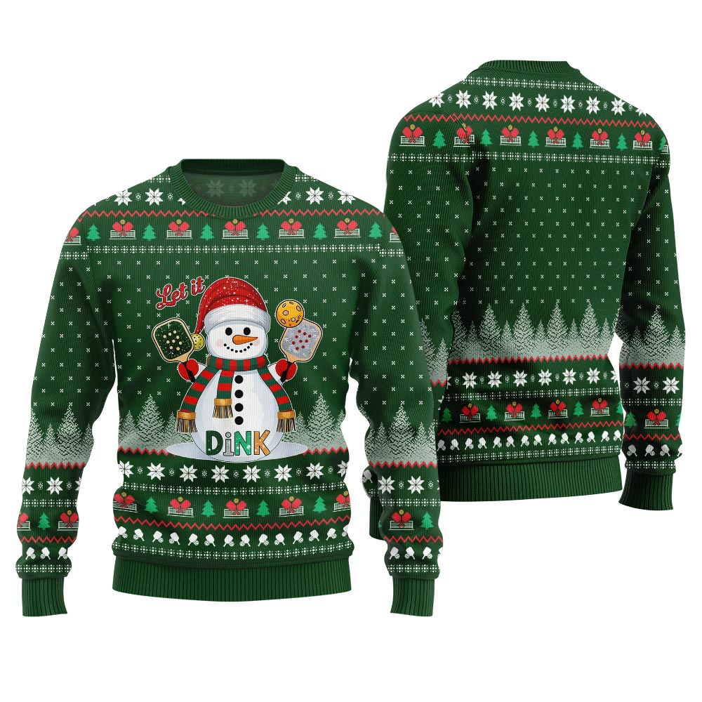 Let It Dink Pickleball Ugly Christmas Sweater