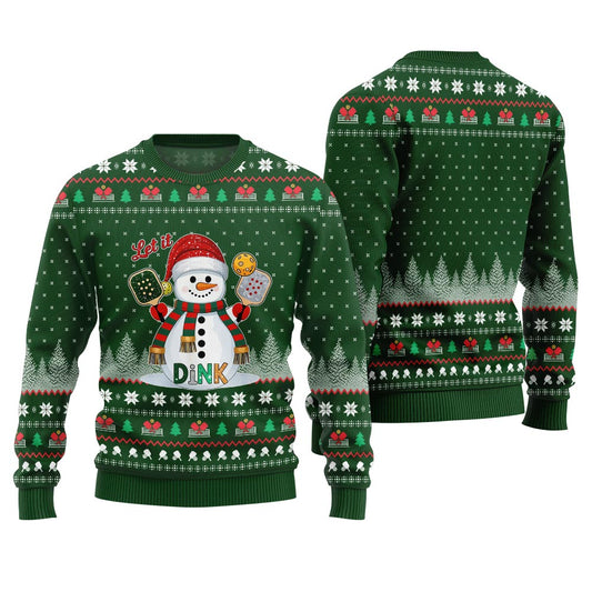 Let It Dink Pickleball Ugly Christmas Sweater