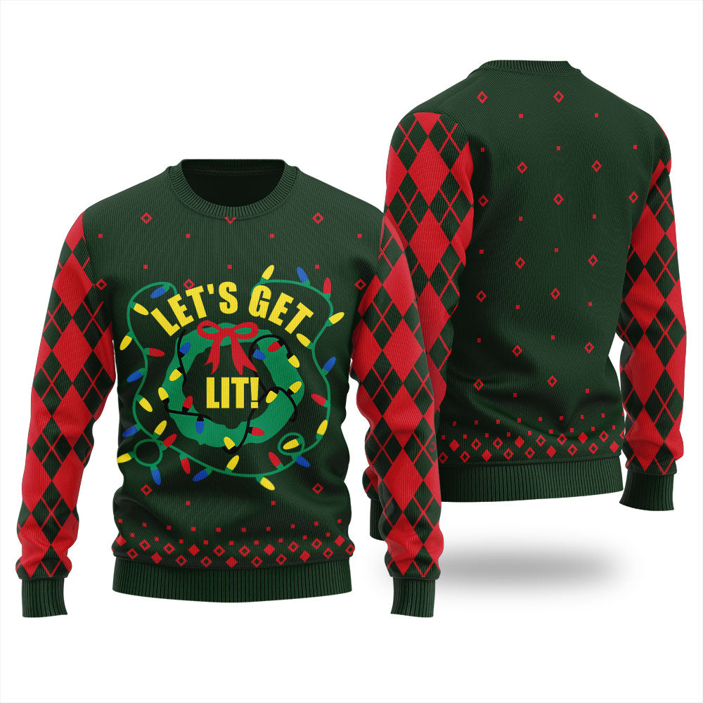 Let's Get Lit Ugly Christmas Sweater