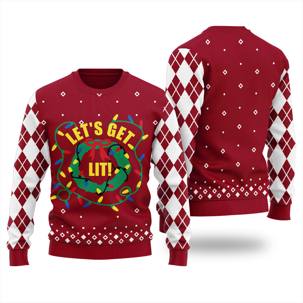 Let's Get Lit Ugly Christmas Sweater