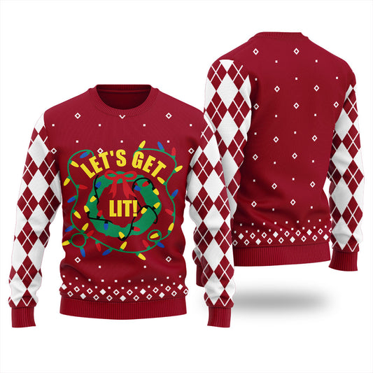 Let's Get Lit Ugly Christmas Sweater