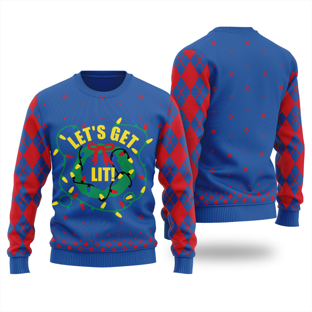 Let's Get Lit Ugly Christmas Sweater