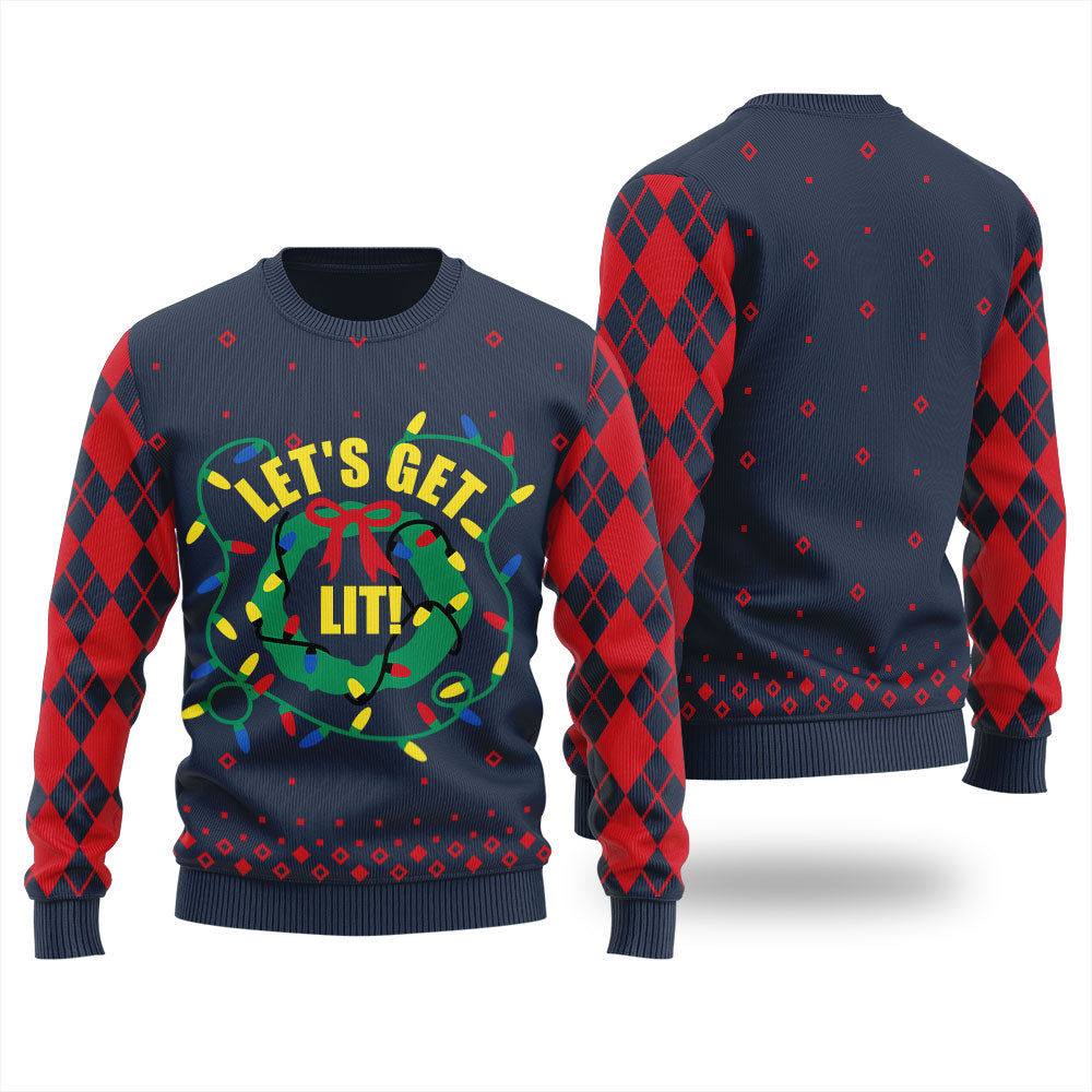 Let's Get Lit Ugly Christmas Sweater