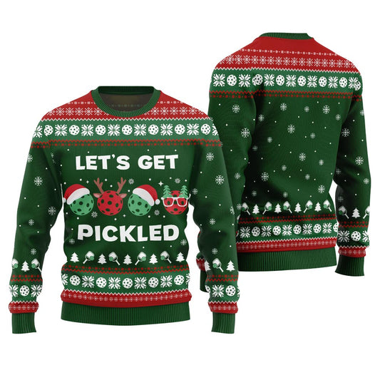 Let's Get Pickled Funny Pickleball Ugly Christmas Sweater