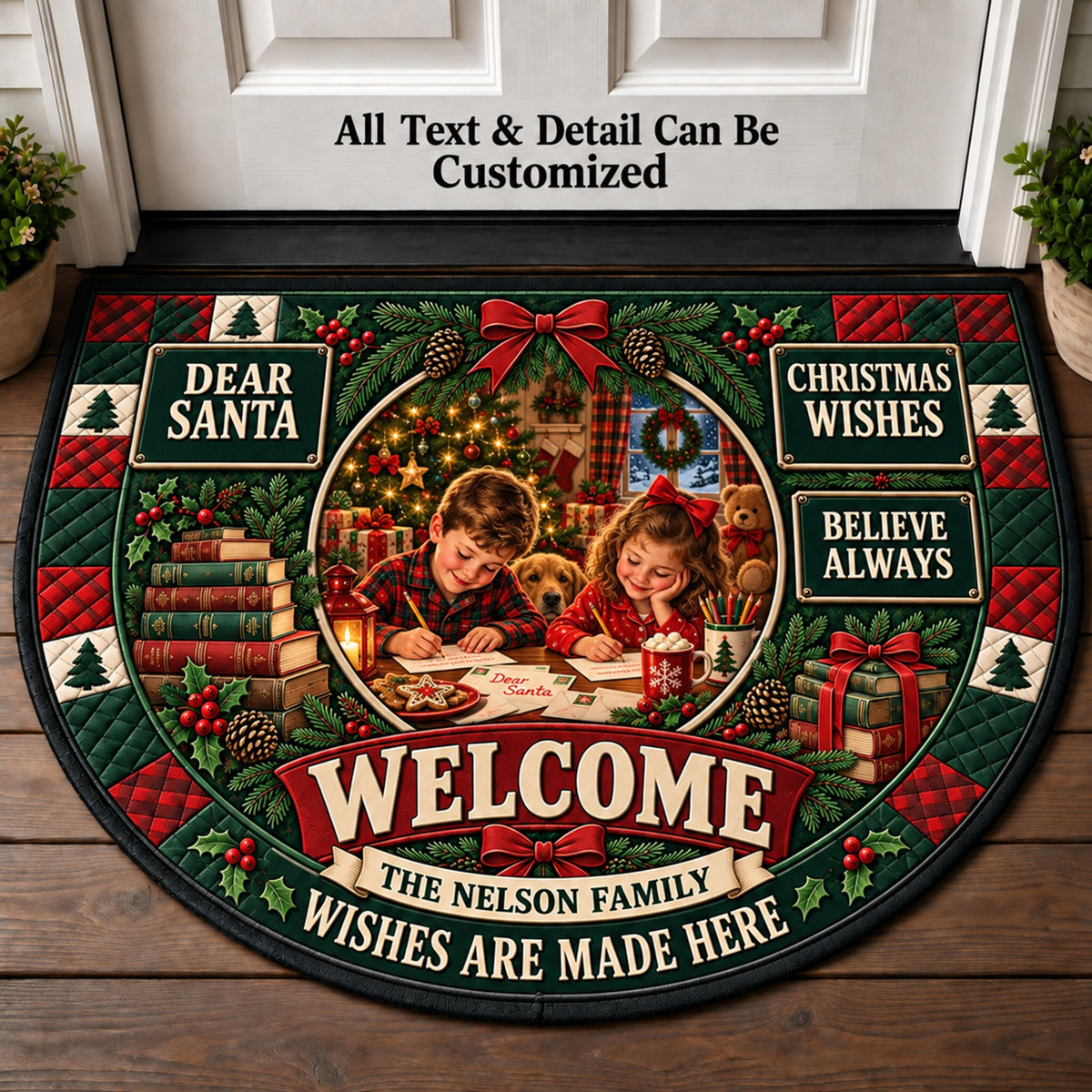 Letters To Santa Personalized Half Round Mat | 5To9Vibe