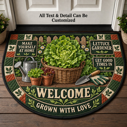 Lettuce Gardener Personalized Half Round Mat | 5To9Vibe
