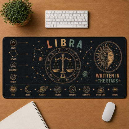 Aquarius Hippie Desk Mat Mouse Pad | 5To9Vibe - Libra style
