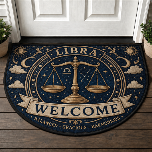 Libra Zodiac Welcome Mat - Scales Astrology Balanced Home Doormat - 5to9vibe